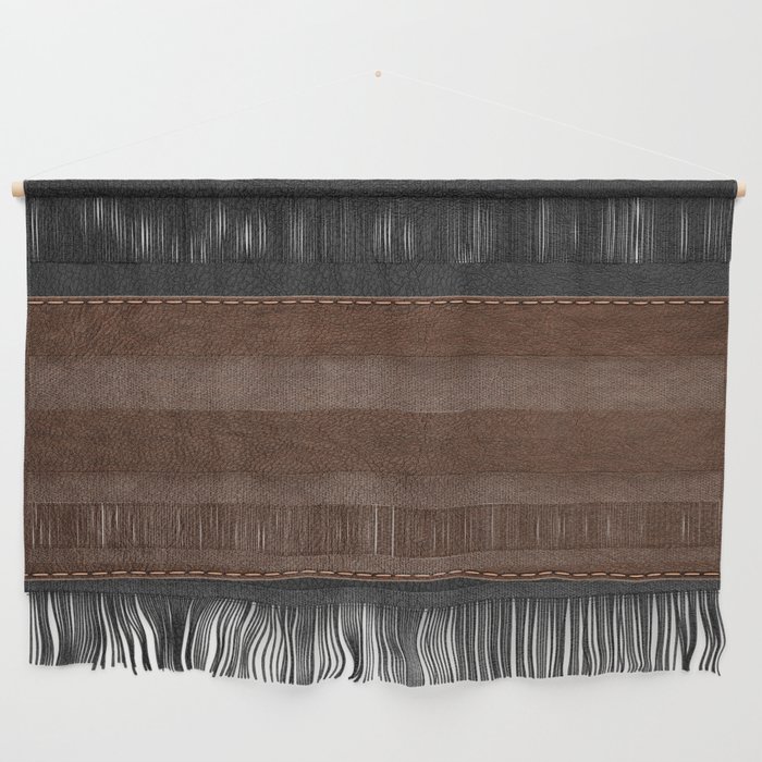 Image of a Brown & Black Stitched Leather Image Wall Hanging