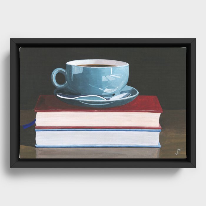 Coffee and Books Framed Canvas
