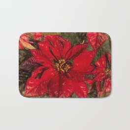 Poinsettia Bath Mat | Beautiful, Leaf, Stilllife, Poinsettia, Season, Painting, Petal, Flower, Holiday, Pattern 