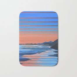 Hendry's Beach Sunset Bath Mat | Santabarbara, Goleta, Sea, Blue, Lightblue, Linearlandscapes, Beach, Water, Orange, Pink 