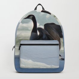 Early Arrival Backpack | Lidkaschuchart, Earlyarrival, Painting, Canadiangoose, Collage, Mixedmedia, Gooseonice, Goose, Digital, Photo 
