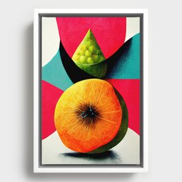 Inner Fruit - Abstract Minimalist Digital Retro Poster Art Framed Canvas