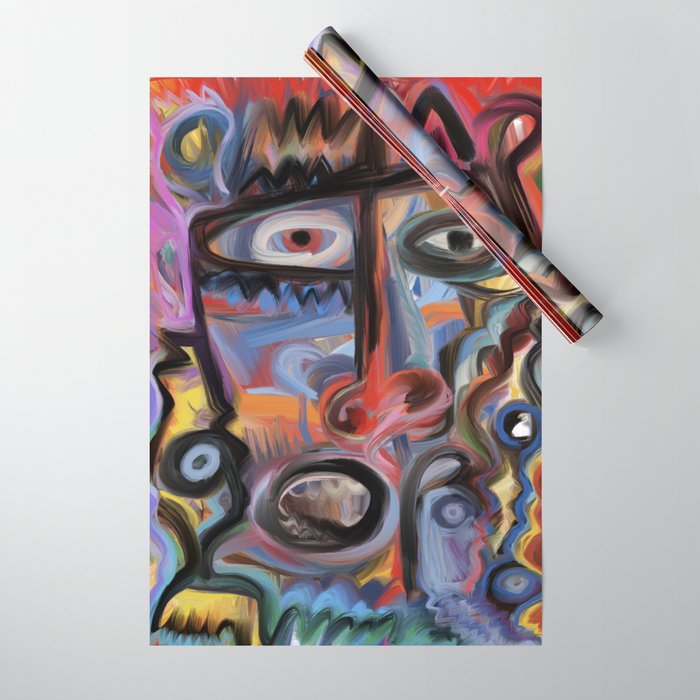 Red King Neo Expressionist Portrait Art by Emmanuel Signorino  Wrapping Paper