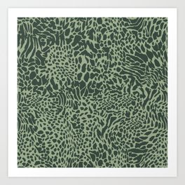 Leopard Print Pattern in Dark and Sage Green Art Print