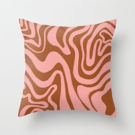 70s Retro Liquid Swirl in Burnt Orange + Pink Throw Pillow