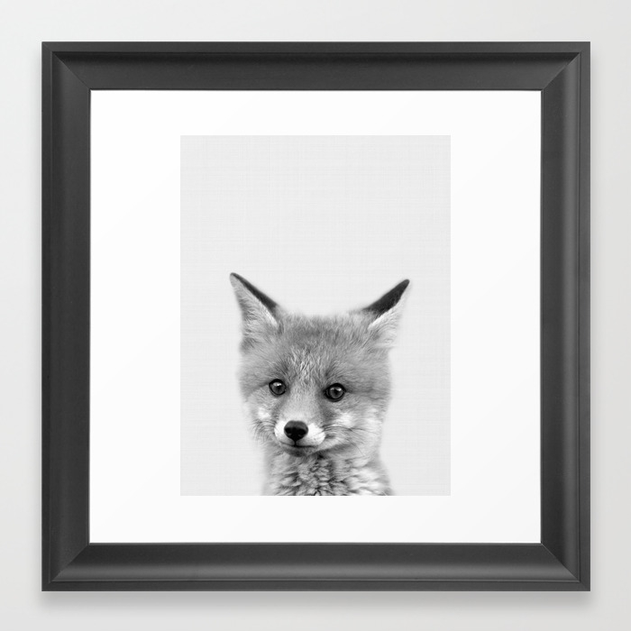 Black And White Fox Print Fox Wall Art Nursery Decor Animal Art