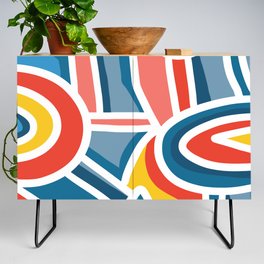 Abstract Lines Colorful Art Joyful for a Happy Life Credenza
