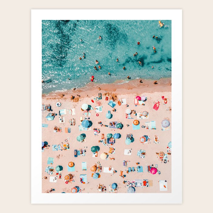 Aerial Ocean Print, Pastel Colors Beach, Sea Beach Print, Coastal Print
