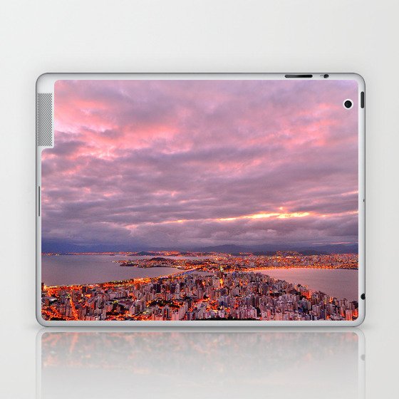 Brazil Photography - Beautiful Pink Sunset Over The Brazilian City  Laptop & iPad Skin