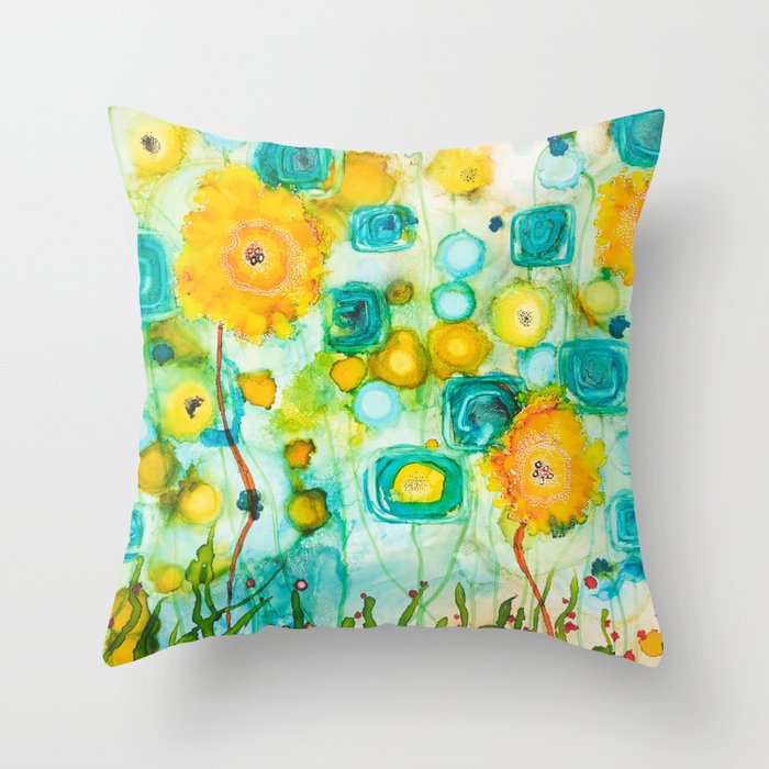 A Field of Spring Flowers Throw Pillow