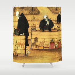 Garden of Life and Death flower and skeleton magical realism portrait painting by Hugo Simberg Shower Curtain
