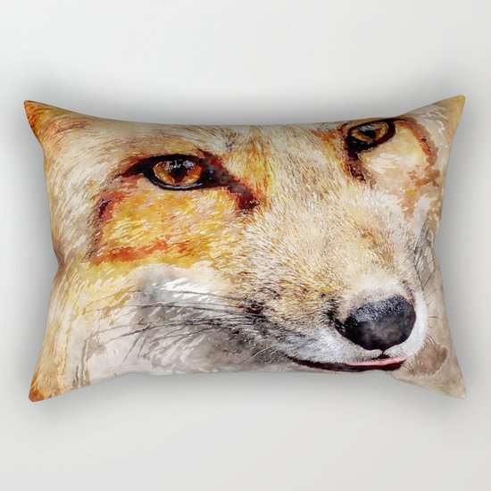 Cute Fox animal nature watercolor illustration Rectangular Pillow