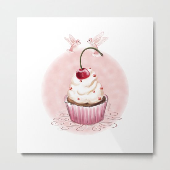 Cherry Cupcake Metal Print