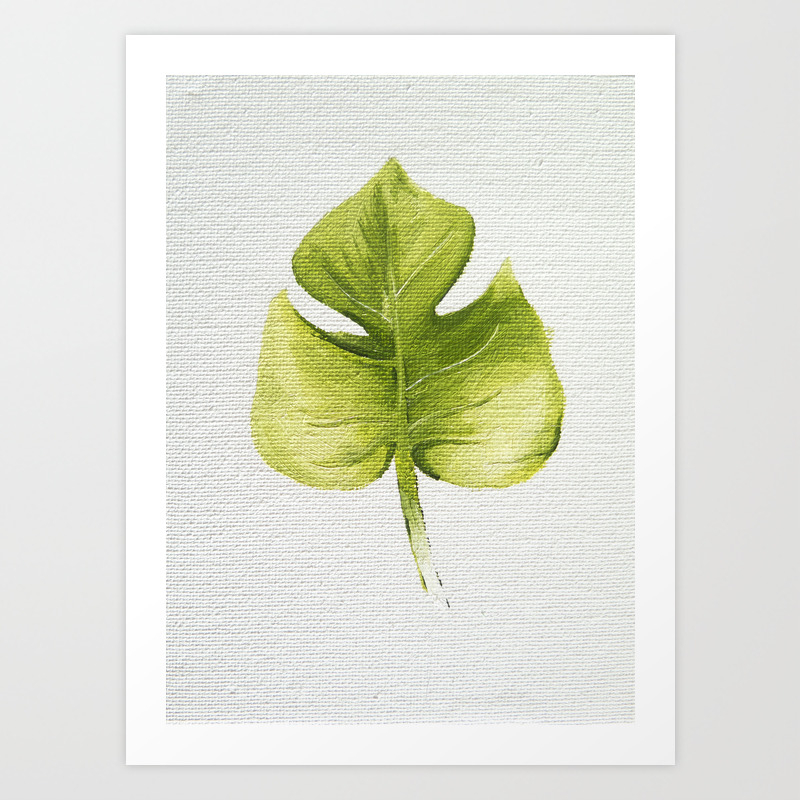Bright Green Leaf Oil Painting Art Print By Freshpressedstudio