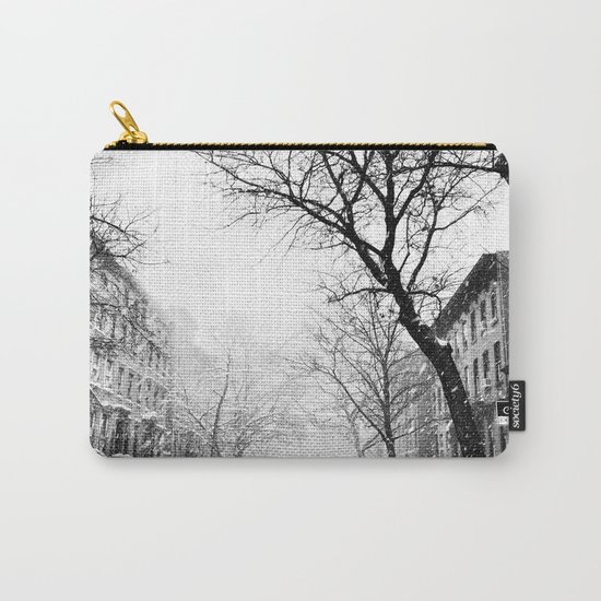 New York City At Snow Time Black and White Carry-All Pouch