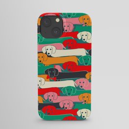 dachshund pattern- happy dogs iPhone Case