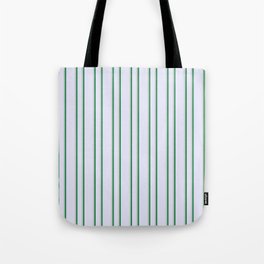 [ Thumbnail: Lavender, Light Gray & Sea Green Colored Pattern of Stripes Tote Bag ]