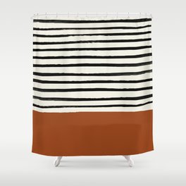 Burnt Orange x Stripes Shower Curtain