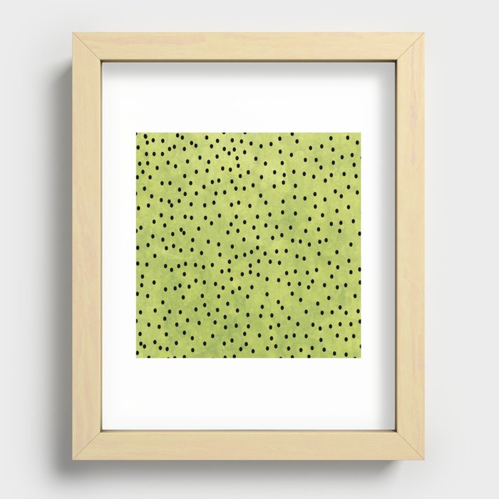 Watercolor Green And Black Polka Dot Retro Pattern Green And Black Polka Dot Background Recessed Framed Print