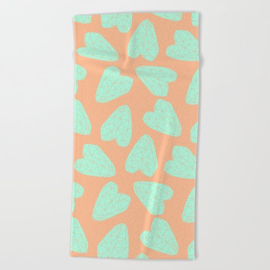 Pastel Hearts Pattern (Love) Beach Towel