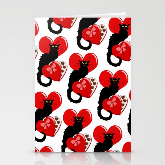 Le Chat Noir with Chocolate Candy Gift Stationery Cards