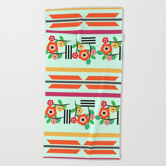 Geometric floral Beach Towel