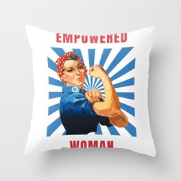 Empowered Woman | Rosie the Riveter Retro Comic Art Throw Pillow