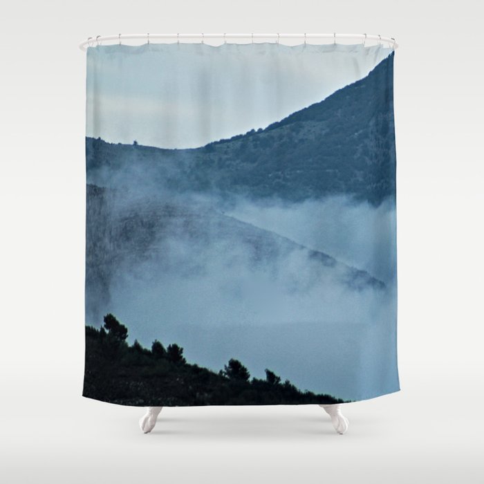 Hills Clouds Scenic Landscape 2 Shower Curtain