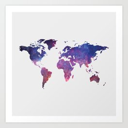 Galaxy World Map Art Print