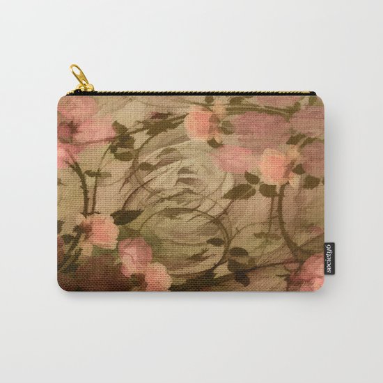 Vintage Pink Roses Abstract Carry-All Pouch