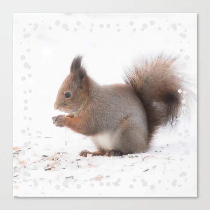 Squirrel And Lunch Pause Winter Scene #decor #society6 #buyart Canvas Print