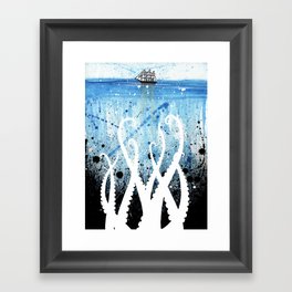 Kraken Watercolor Framed Art Print