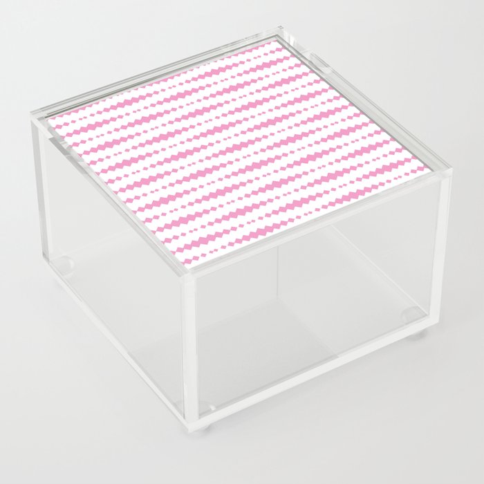 Pink Geometric Horizontal Striped Pattern Acrylic Box