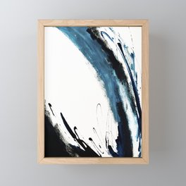 Reykjavik: a pretty and minimal mixed media piece in black, white, and blue Framed Mini Art Print