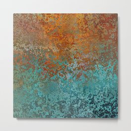 Vintage Copper and Teal Rust Metal Print | Bathroom, Aesthetic, Cool, Colourful, Colorful, Teal, Bohemian, Vintage, Copper, Fab 