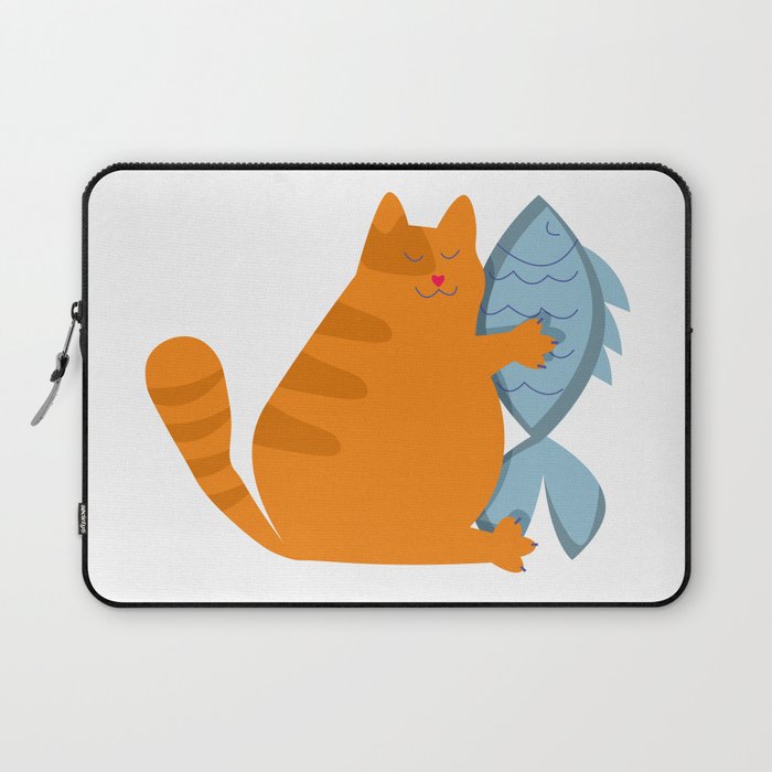 Chonk cat and fish Laptop Sleeve
