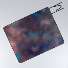 Brown , blue pixel Picnic Blanket