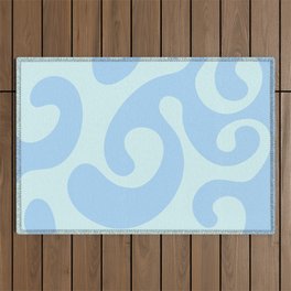 Octopus in the Waves - Light blue Outdoor Rug