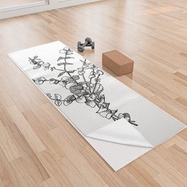 Eucalyptus Bouquet Illustration - Ink Felt Tip Pen Art Drawing Yoga Towel