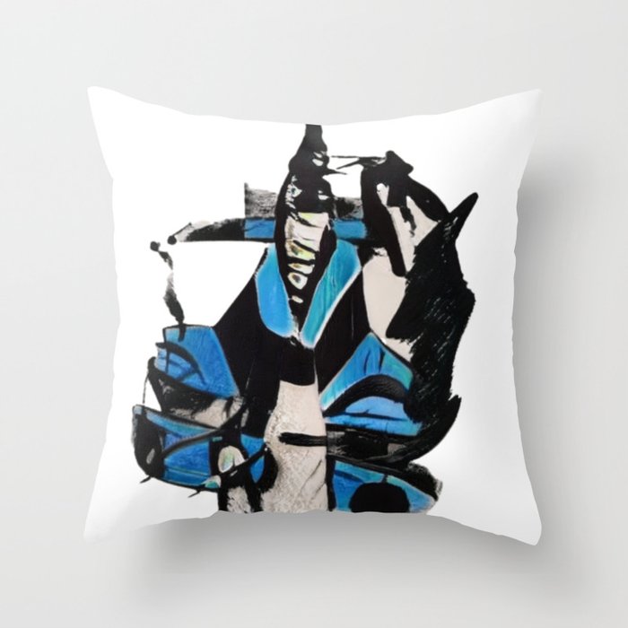 Creature dressed in blue and black  Throw Pillow