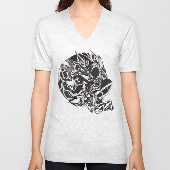 Skull Moustache Unisex V-Neck