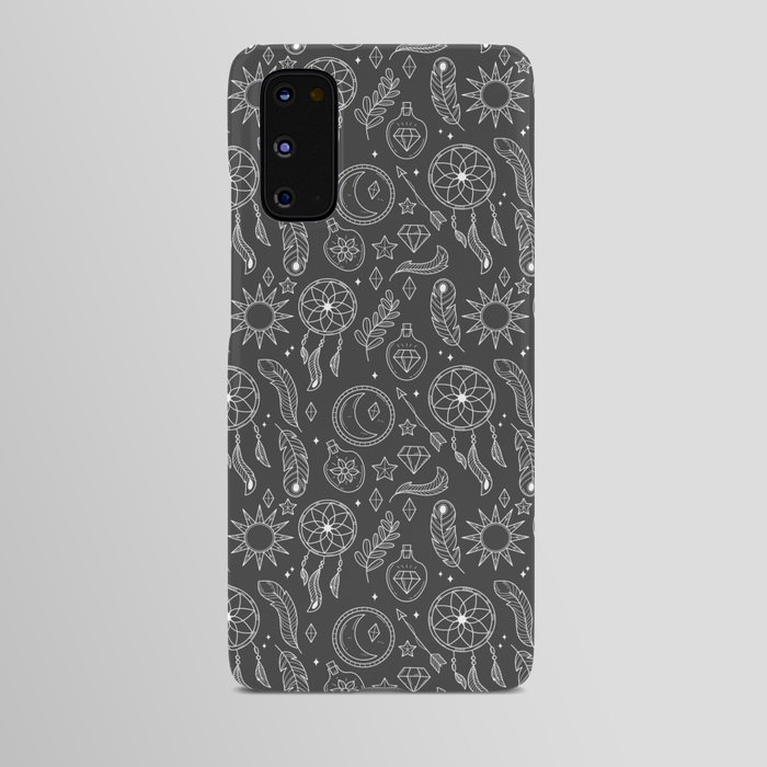 Dark Grey And White Hand Drawn Boho Pattern Android Case