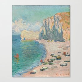 Étretat, The Beach and the Falaise d'Amont by Claude Monet Canvas Print