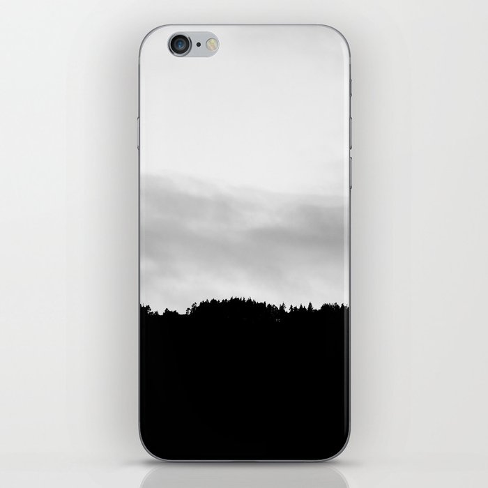 Dusk and The Pine Forest in Black and White iPhone Skin
