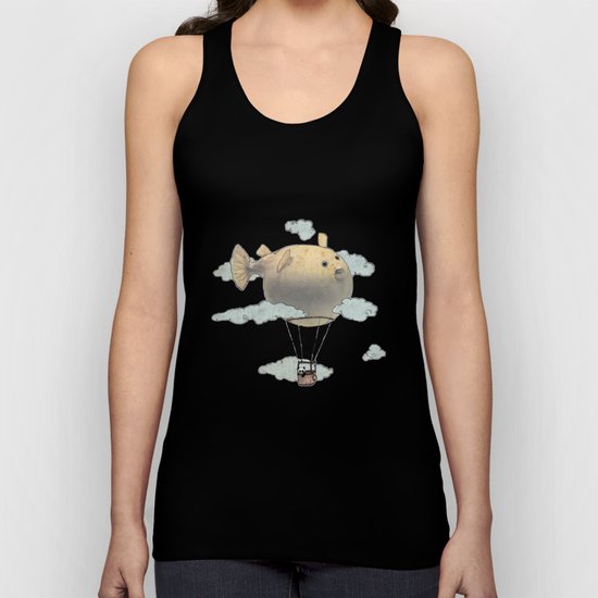 Panda fliying in a Blow fish. Unisex Tank Top