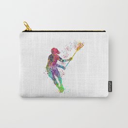 Lacrosse Girl Colorful Watercolor Sports Art Carry-All Pouch