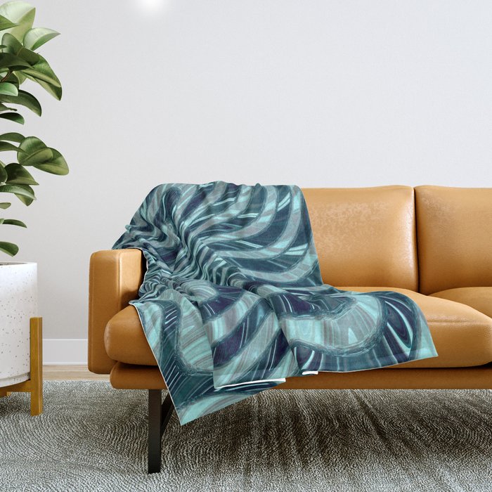 Blue Psychedelic Line Wave Throw Blanket