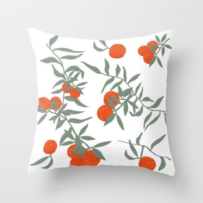 Orange Tree / Pattern / Abstract fruit / Plant / Greek oranges / Wall Art Throw Pillow
