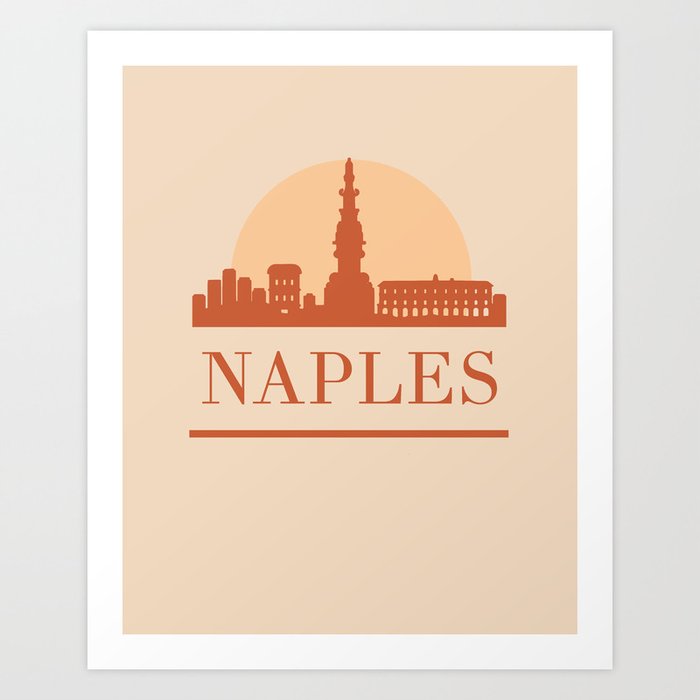 NAPLES ITALY CITY SKYLINE EARTH TONES Art Print