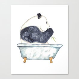 Panda bear taking bath watercolor Canvas Print